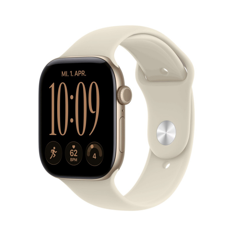Apple Watch Series 12 GPS 46 mm Aluminiumgehäuse Light Gold mit Sportarmband Sand – S/M