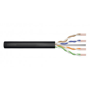 DIGITUS Cat6 U/UTP Außen-Installationskabel, gelgefüllt, PE, AWG 23/1, 305 m Spule, schwarz