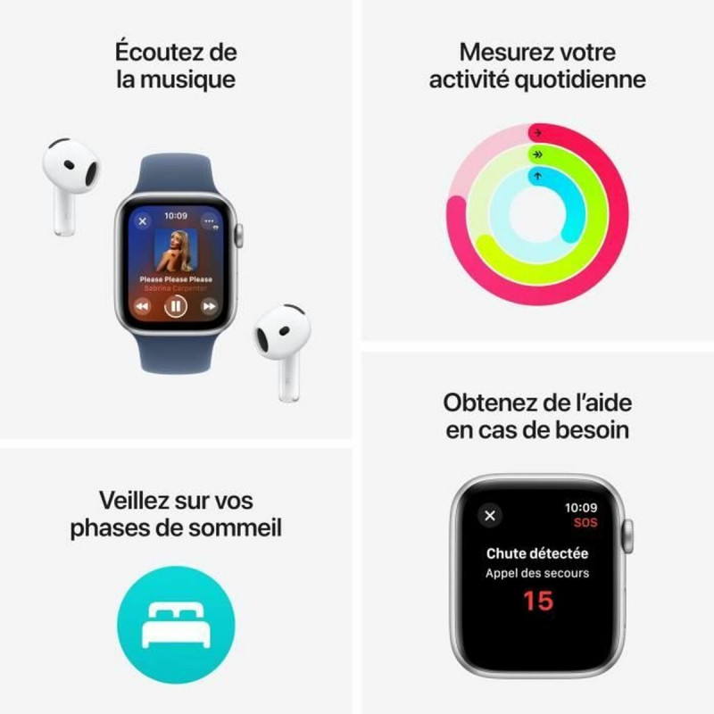 Apple Watch SE (GPS) 40 mm, Aluminiumgehäuse Mitternacht mit Sportarmband Mitternacht – S/M