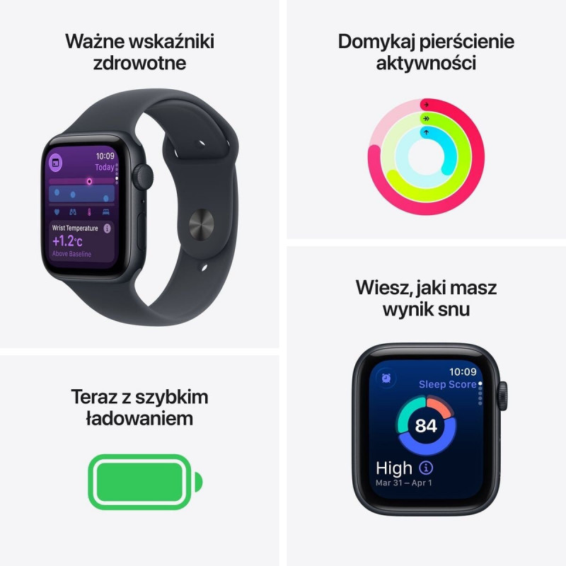 Apple Watch SE 3 (2025) GPS 40mm, Starlight Aluminiumgehäuse, Starlight Sportarmband S/M (MEH34)