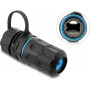 Delock Kabelverbinder RJ45 Buchse zu RJ45 Buchse Cat.6A mit M20 x 1,5 mm Gewinde und Verschlusskappe mit Gehäuse IP68 staub- und wasserdicht (91840)