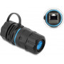 Delock Kabelverbinder RJ45 Buchse zu RJ45 Buchse Cat.6A mit M23.5 x 1.5 mm Gewinde und Kappe mit Gehäuse IP68 staub- und wasserdicht (91841)