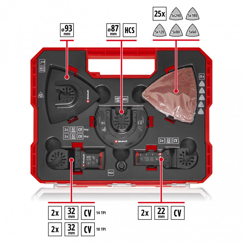 Einhell 708136 Multifunktionswerkzeug-Zubehörset, 35 Teile, im XL-PLUS-CASE