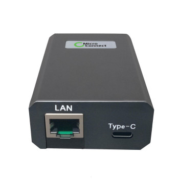 Microconnect POEINJ-60W-USBC Gigabit-PoE-Injektor, IEEE 802.3af/802.3bt, 100 m, schwarz