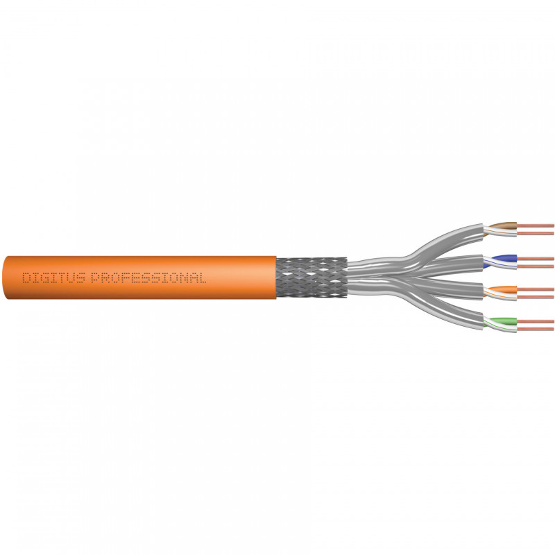 DIGITUS Cat7 S/FTP Installationskabel, B2ca, AWG 23/1, LSZH, 100 m, Orange