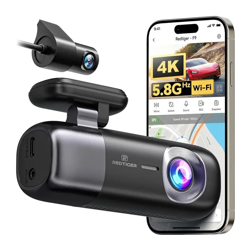 REDTIGER F9 WiFi 4K + 1080p Dashcam
