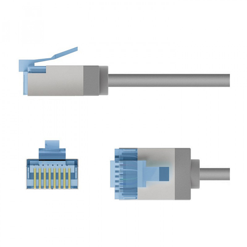 Goobay Slim Cat6a U/FTP Patchkabel RJ45, 1 m, Grau