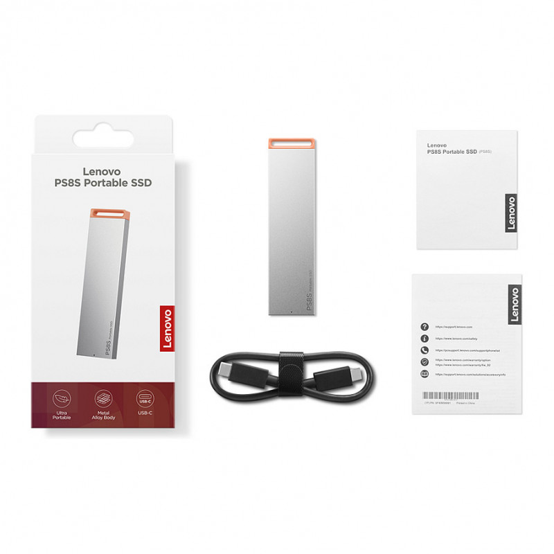 Lenovo PS8S 2TB tragbare externe SSD, USB 3.2 Gen 2, USB-C, Cool Gray (4XB1T88413)