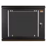 IT-BUDGET TAUNUS 19 inch Netzwerkschrank, 12U, 600 mm Tiefe, Glastür, abschließbar, Schwarz