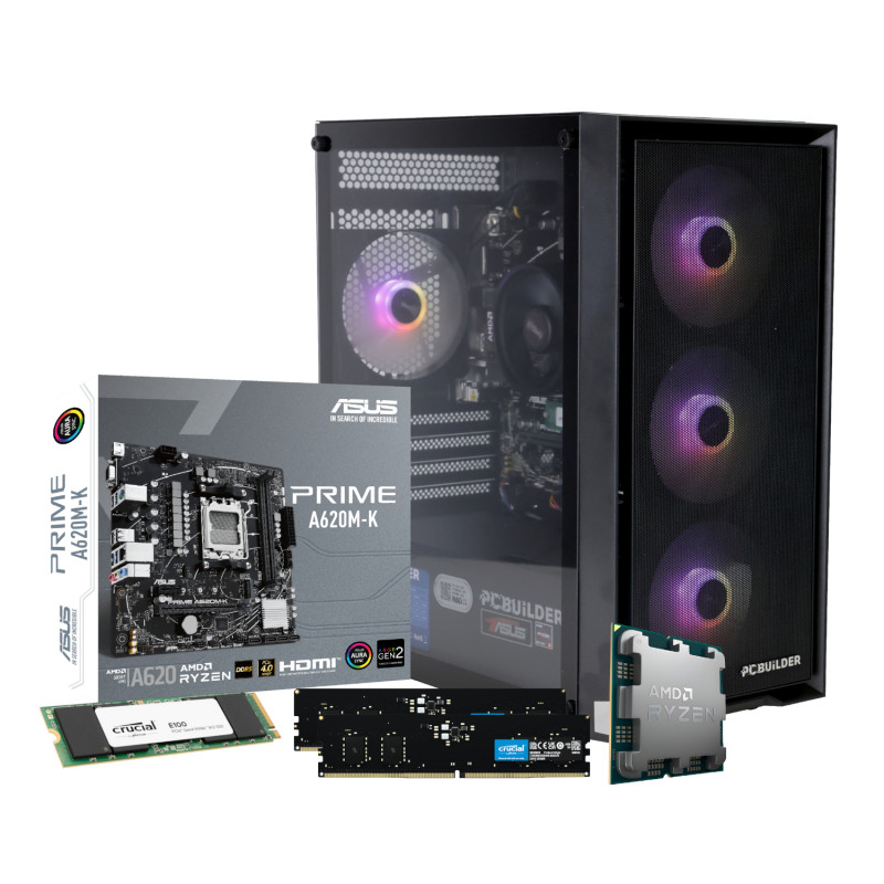 PCBuilder WARDEN Gaming-PC - AMD Ryzen 5 8600G, 16GB RAM, 480GB SSD, Windows 11 Home