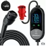 Qoltec Mobiles EV-Ladegerät für Elektro- und Hybridautos, 2-in-1-Verstellung, Typ 2, 7 kW, 230 V, CEE 32 A, LED, 5 m
