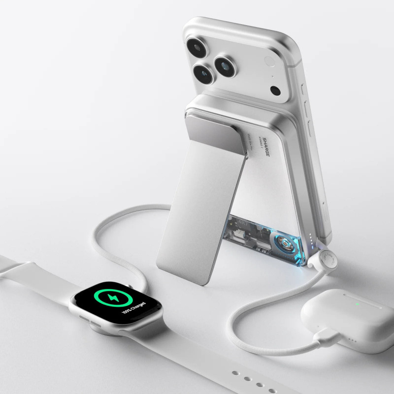 SHARGE ICEMAG 3 Powerbank, 10.000 mAh, 25 W Qi2, 35 W USB-C, weiß