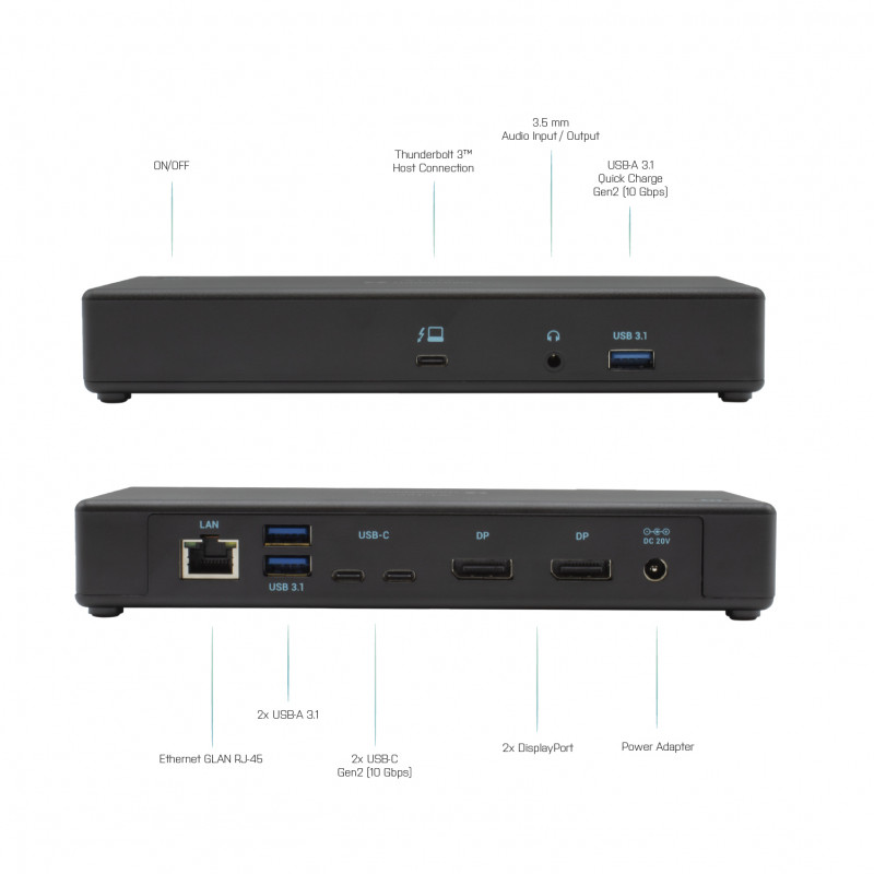 i-tec Thunderbolt 3/USB-C Dual DisplayPort 4K Dockingstation mit 85W PD