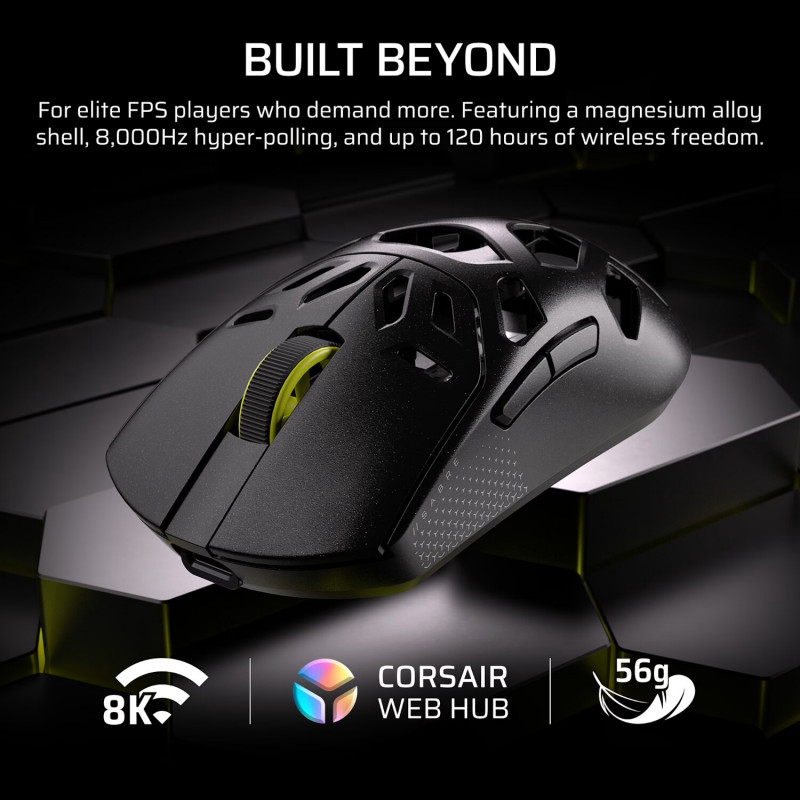 Corsair SABRE V2 PRO Wireless Gaming-Maus, 2.4GHz / Bluetooth / USB-C, Schwarz (CH-931G100-WW)