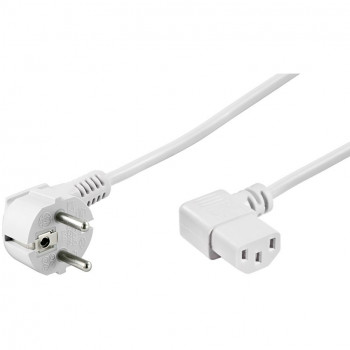DSIT Gewinkeltes Netzkabel Schuko auf IEC C13, 2 m, Weiß