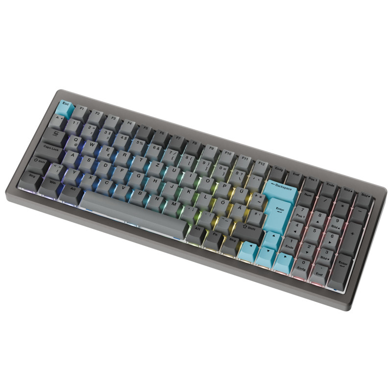 Ducky Cushion 98 Gaming-Tastatur, 96%, DE Layout (ISO), Shush Red Switches - Nickel (DKCUS2598-DSDEPHCC3H1)