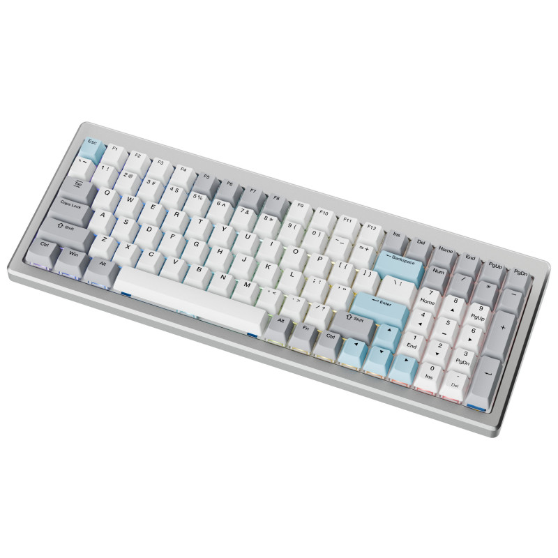 Ducky Cushion 98 Gaming-Tastatur, 96%, US-Layout (ANSI), Shush Red Switches - Silber (DKCUS2598-DSUSPHCC4S1)