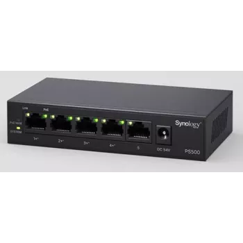 Synology PS500 PoE Switch, 5x GE Ports, 4x GE PoE+, 60 W