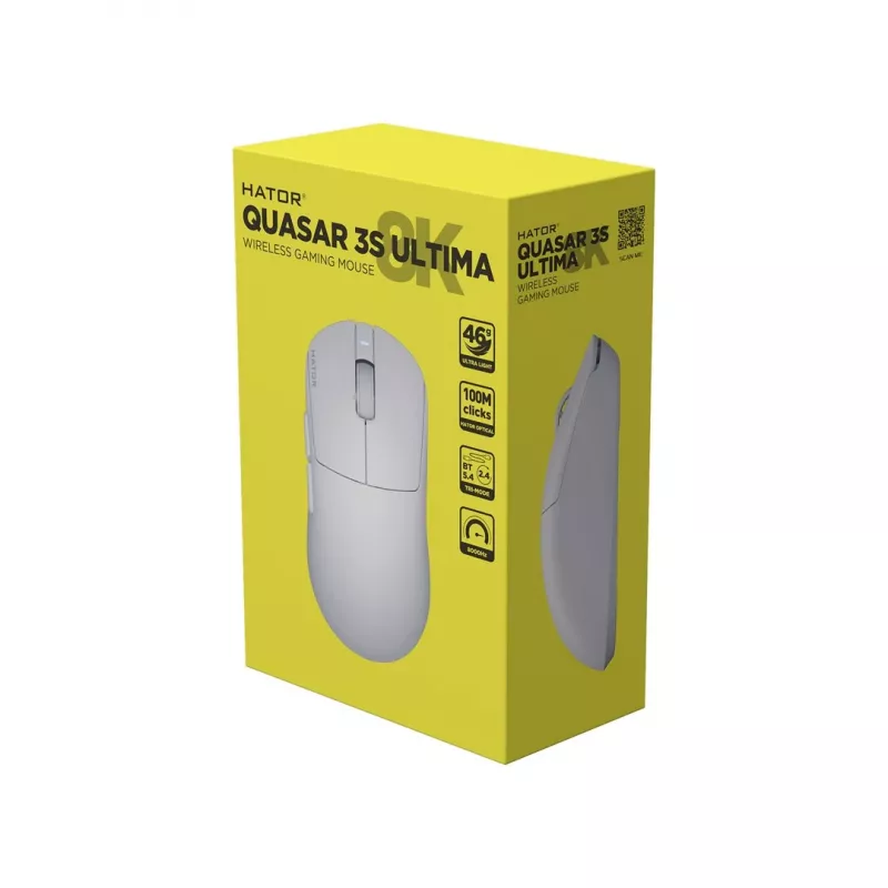 Hator Quasar 3S Ultima Wireless Gaming-Maus, Weiß (HTM661)