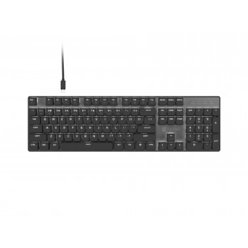 Natec Amberjack Kabelgebundene Tastatur, US-Layout, Lineare Hot-Swap-Switches, Weiße Hintergrundbeleuchtung, Anti-Ghosting, Makro-Aufzeichnung, Schwarz/Grau (NKL-2391)