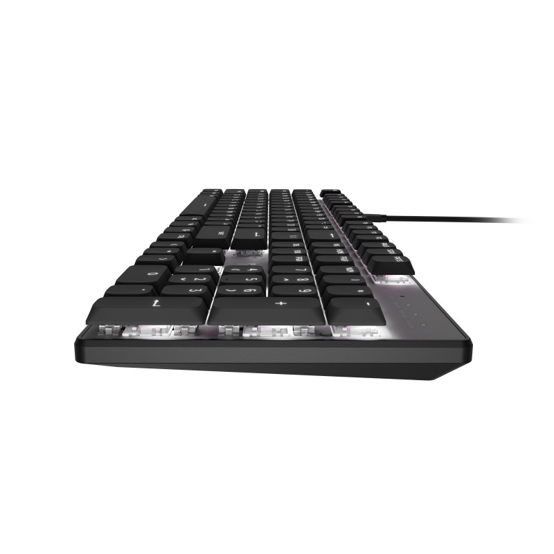 Natec Amberjack Kabelgebundene Tastatur, US-Layout, Lineare Hot-Swap-Switches, Weiße Hintergrundbeleuchtung, Anti-Ghosting, Makro-Aufzeichnung, Schwarz/Grau (NKL-2391)