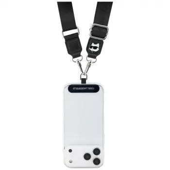 Karl Lagerfeld Universal-Trageband Tether Patch Choupette Metal Logo, schwarz, KF002656
