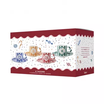 Bialetti Candyland Set aus 4 Tassen mit Untertassen 80 ml