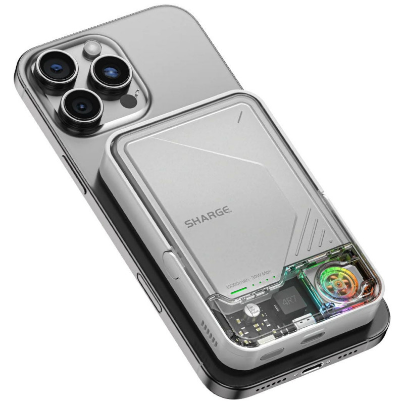 SHARGE ICEMAG 2 Powerbank, 10000 mAh, 15 W Qi2, 30 W USB-C, Transparent