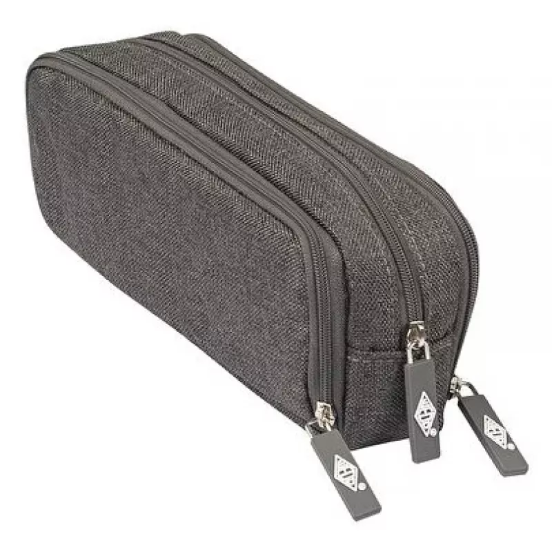 WEDO Schlamper-Etui College, Polyester, grau, geräumiges Innenfach, 3 Reißverschlussfächer, 7 Stifte