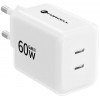 Forcell F-Energy GaN III Crystal Color VT-60 60W PD QC 4.0 2x USB-C Wandladegerät weiß + Kabel