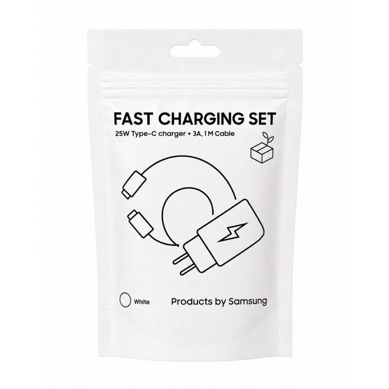 Samsung Reiseadapter TA800 mit USB-C-auf-USB-C-Kabel, Weiß