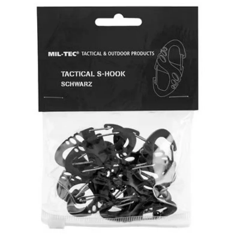 Mil-Tec S-Hook Karabiner-Set – Schwarz