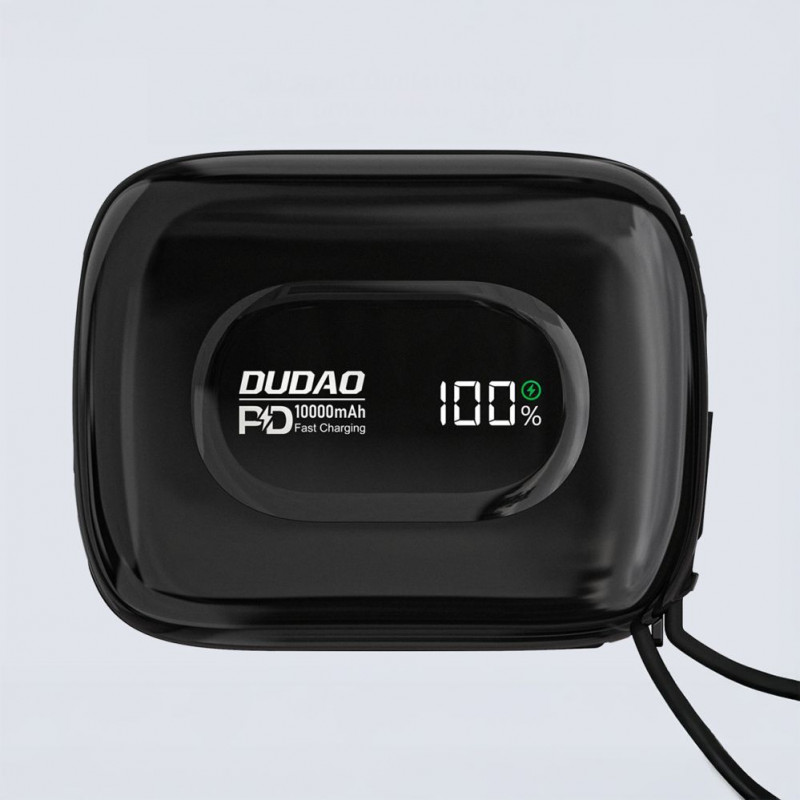 Dudao K32 Powerbank 22,5 W 10000 mAh mit integriertem USB-C-/Lightning-Kabel – Schwarz
