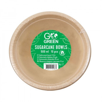 Gogreen Go Green kompostierbare Zuckerrohrschalen 500 ml, 10 Stk.