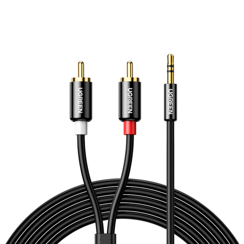 UGREEN AV116 RCA auf AUX 3,5mm Audiokabel 1m – Schwarz
