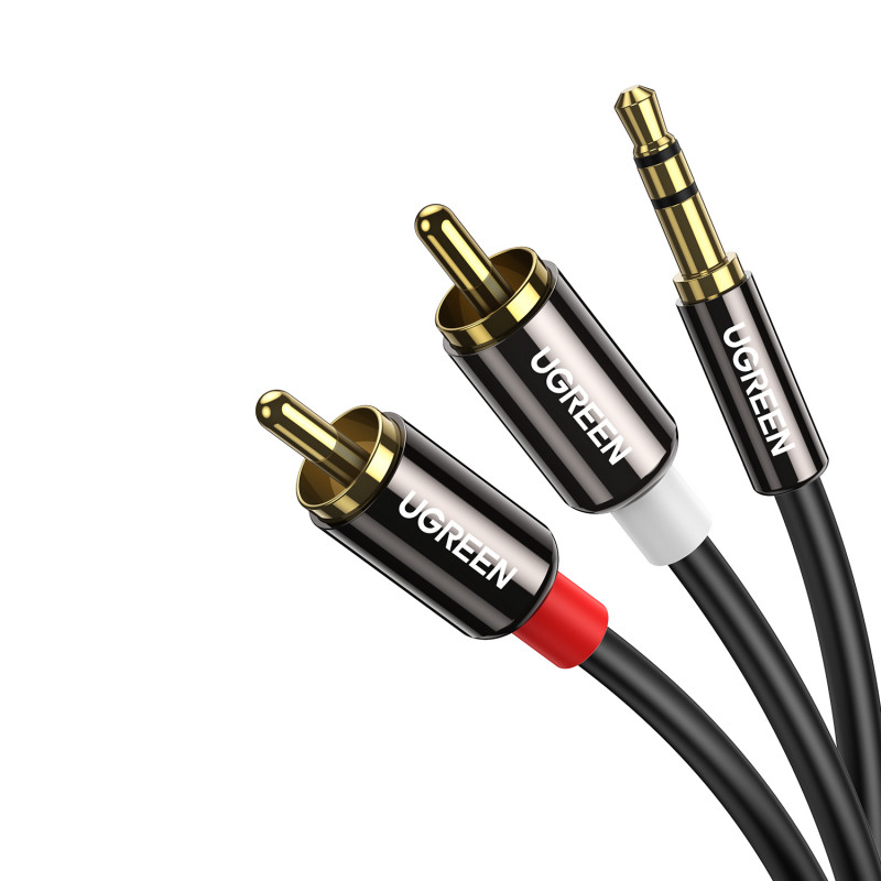 UGREEN AV116 RCA auf AUX 3,5mm Audiokabel 1m – Schwarz