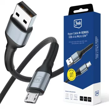 3mk Hyper Cable N-Series USB-A auf Micro-USB Kabel, 0,5 m, QC 3.0, 10 W, schwarz
