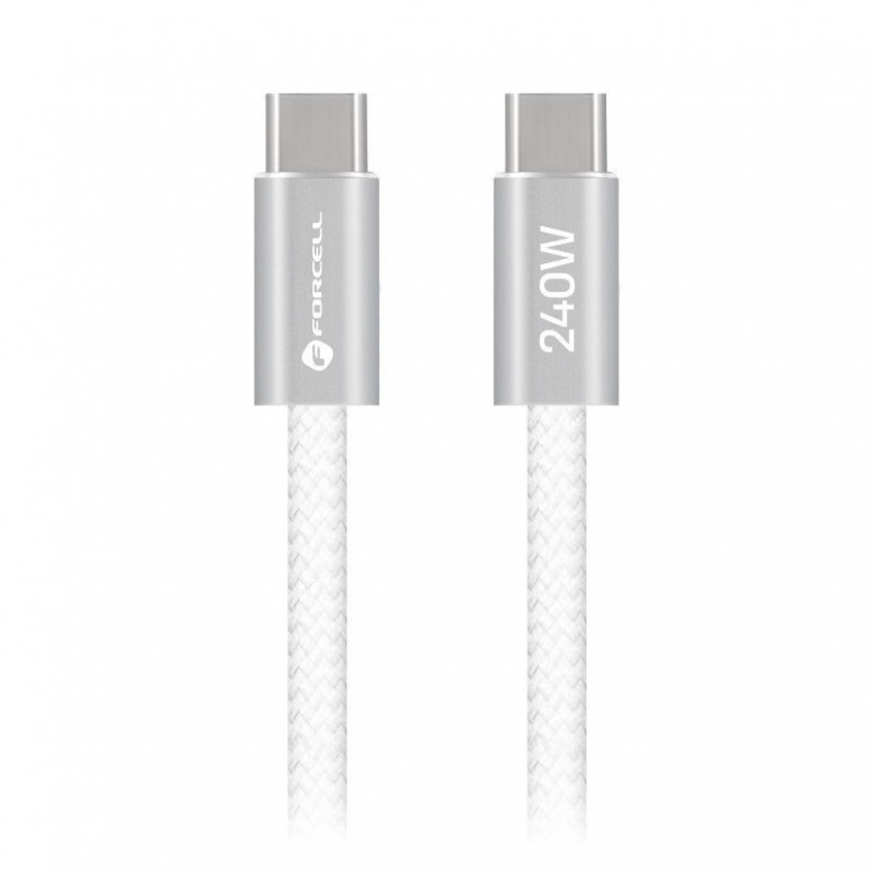 Forcell USB-Kabel USB-C auf USB-C, 2 m, 240 W, Weiß