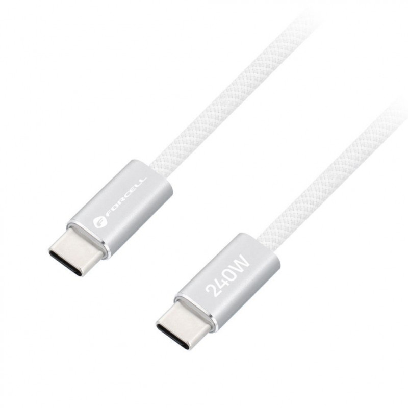 Forcell USB-Kabel USB-C auf USB-C, 2 m, 240 W, Weiß