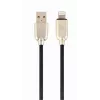 Gembird USB 2.0 Kabel USB-A Stecker zu Lightning Stecker, Gummi umflochten, 1 m, Schwarz (CC-USB2R-AMLM-1M)