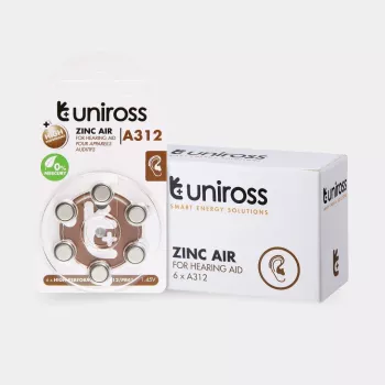 Uniross A312 Knopfzellen-Batterien für Hörgeräte 148mAh, 6 Stk.