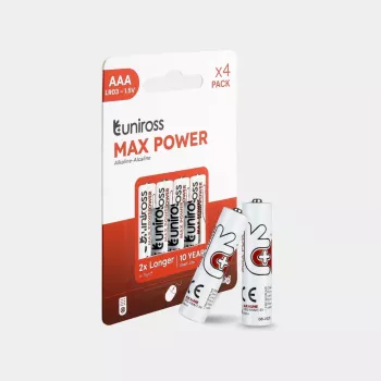 Uniross Max Power Alkaline-Batterien AAA / LR03 1300mAh, 4 Stk.