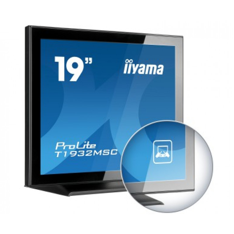iiyama ProLite T1932MSC-B2X 19 inch (48,3 cm) projiziert-kapazitiver 10-Punkt-Touchmonitor, 5:4, 1280x1024, DVI, VGA, Schwarz