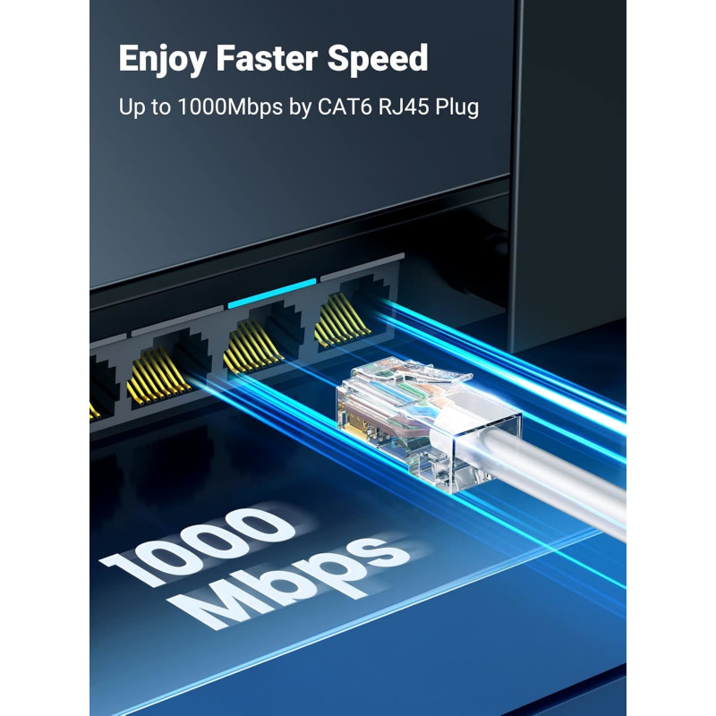 UGREEN Cat6 RJ45 Modularstecker (50 Stück)–Transparent mit Goldkontakten