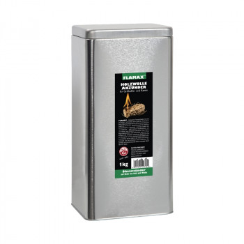 Flamax ökologische Holzwolle-Anzündhilfe 1kg in einer Metalldose