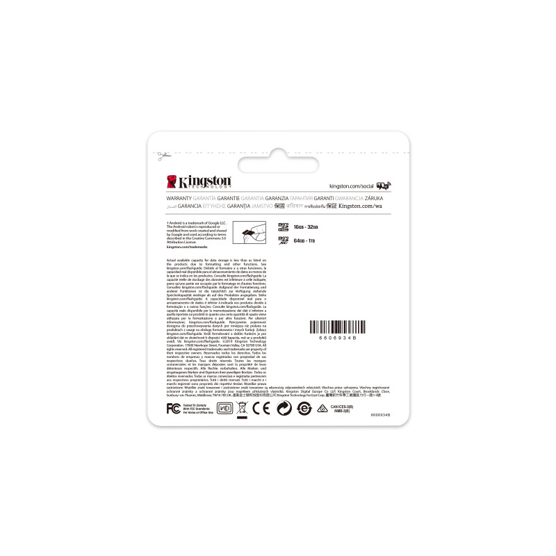 Kingston microSDXC-Speicherkarte 64 GB, UHS-I (SDCS2/64GBSP)