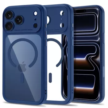 Tech-Protect Magpeak MagSafe-Hülle für iPhone 17 Pro / 18 Pro, Dunkelblau/Transparent