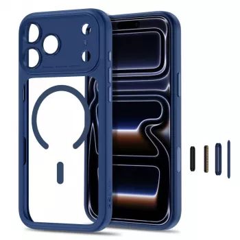 Tech-Protect Magpeak MagSafe-Hülle für iPhone 17 Pro / 18 Pro, Dunkelblau/Transparent