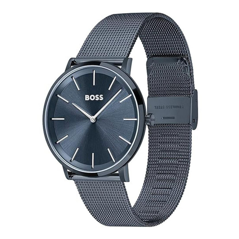 BOSS 1513827 Herren Analog Quarz Uhr, 37 mm, Blau Edelstahl