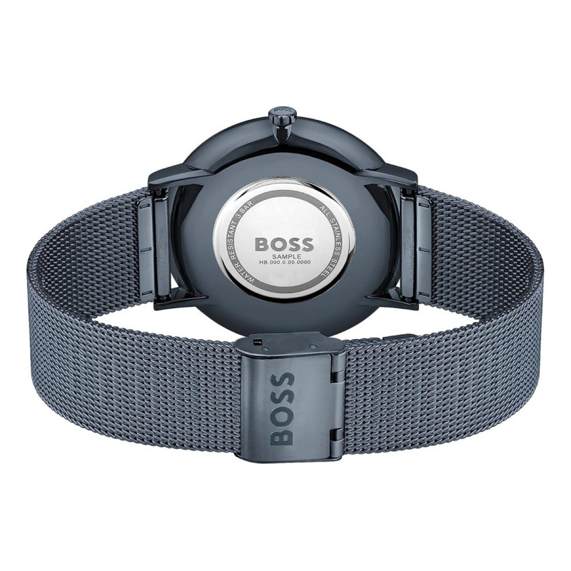 BOSS 1513827 Herren Analog Quarz Uhr, 37 mm, Blau Edelstahl